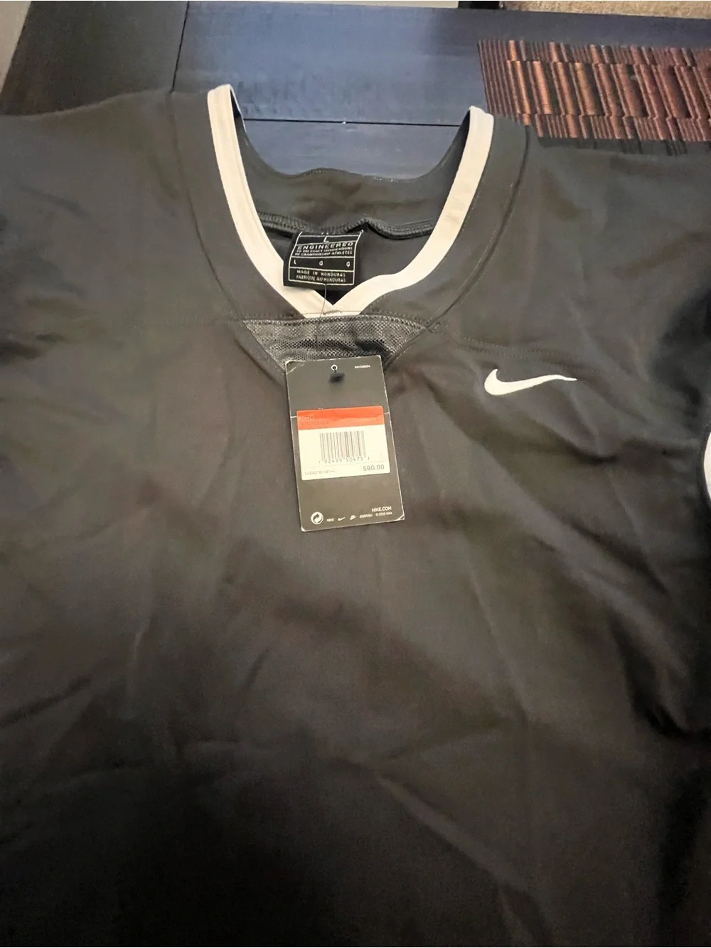 Nike Women’s  or Men Black V-Neck Athletic Jersey with White Trim